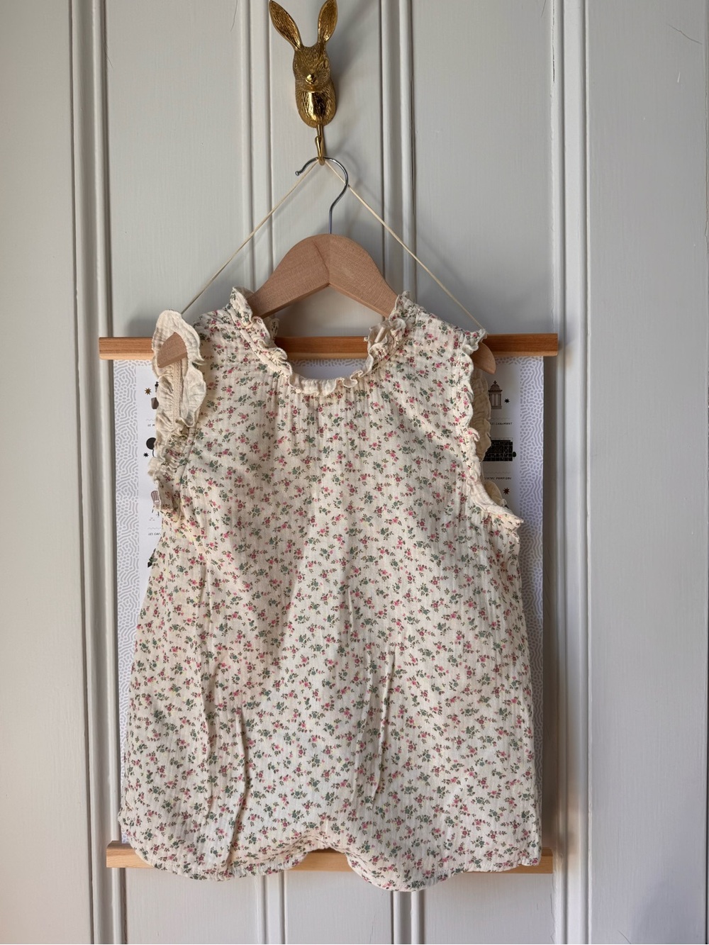 Lilu Cream Floral Ruffle Baby Romper